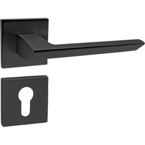 DOMINO Poignée de porte ELENA QR SLIM Noir PZ Poignée avec plaque PZ pour cylindre profilé Noir (1/5)