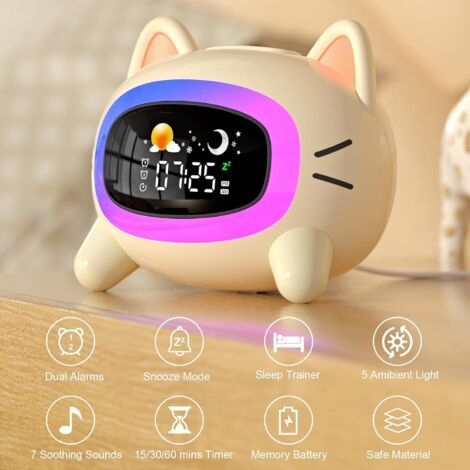 Sveglia per Bambini con Luce Notturna e Suoni Rilassanti, Adatta ai Piccoli, Orologio Educativo per il Sonno, Regalo di Compleanno Ideale (1/4)