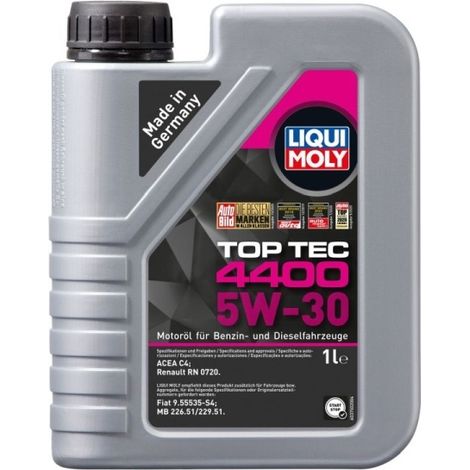 LIQUI MOLY OIL 5W30 1L TOP TEC 4400 DPF/FAP / RENAULT DCI C4 / RN 0720 / 226.51 229.51