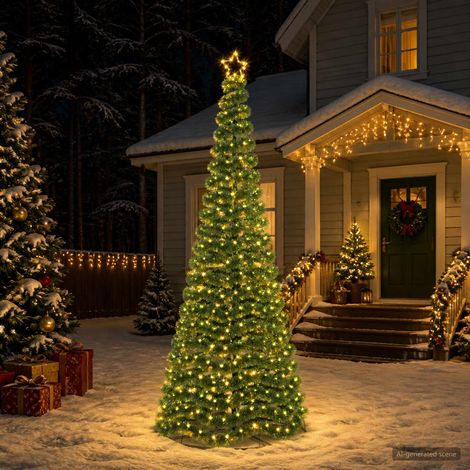 vidaXL Albero di Natale in tinsel con luci LED e base EKENAS 250 cm (1/5)