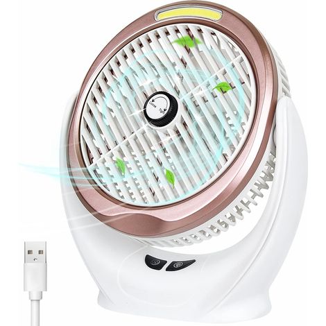 Ventilateur de bureau portable avec veilleuse COB pour la maison, le bureau, la chambre ou les voyages. Idéal pour le camping et les déplacements. (1/5)
