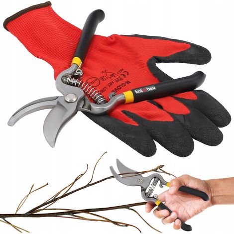 KOTARBAU® Gartenschere für Blumenzweige, Einhand-Stahlset mit Handschuhen, 20,5 cm (1/5)