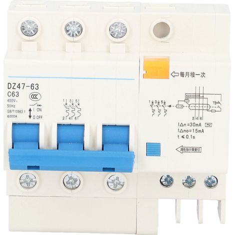 Disjoncteur miniature 3P+N 63A 400V, protection différentielle et surcharge, interrupteur de fuite à la terre, disjoncteur modulaire (1/5)