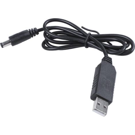 Convertisseur USB 5V vers 12V, connecteur cylindrique mâle CC 2,1 mm x 5,5 mm, câble d'alimentation USB vers CC - 1 mètre (5V vers CC 12V) (1/5)