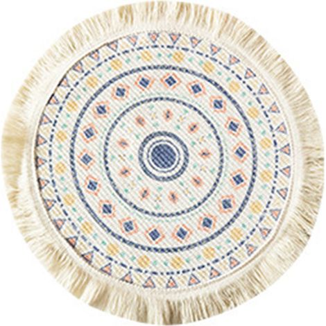 Runde Tischdecke aus weichem Baumwoll-Polyester-Gemisch mit Fransen, elegante Küchendekoration (1/5)