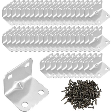 50 Equerre de Fixation Renforcée Meuble, Equerre Acier Assemblage D'angle (1/5)