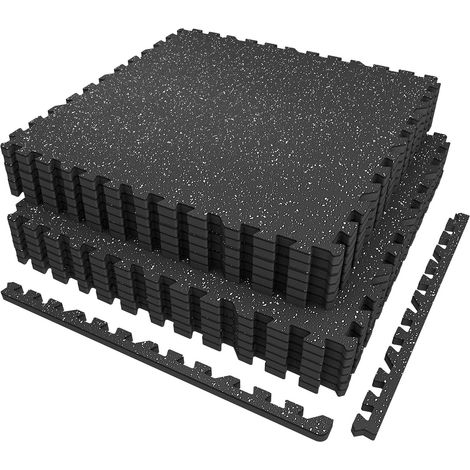 6 Tapis 60x60x1,4 cm Tapis de Fitness d'Équipement avec Surface en Caoutchouc Robuste et Épais, Tapis de Protection de Sol en Puzzle pour Salle de Sport et Domicile (1/5)