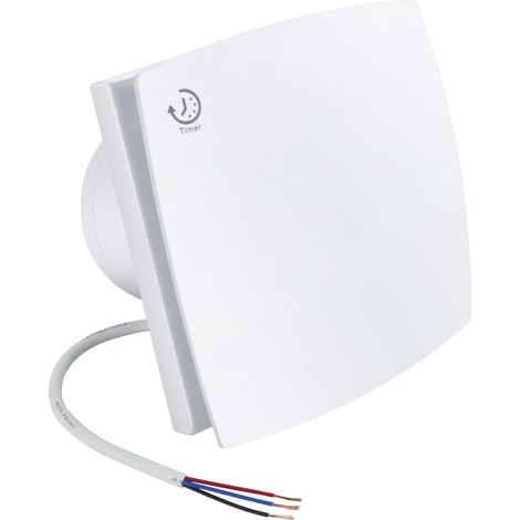 Extracteur de salle de bain avec minuterie, 100 mm, discret, ventilation pour cuisine et salle de bain, avec capteur d'humidité - 95 m³/h (blanc) (1/5)