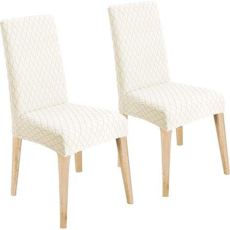 Stuhlhussen 2er Set, Universal Esszimmerstuhlbezug, abnehmbar, waschbar, beige (1/5)