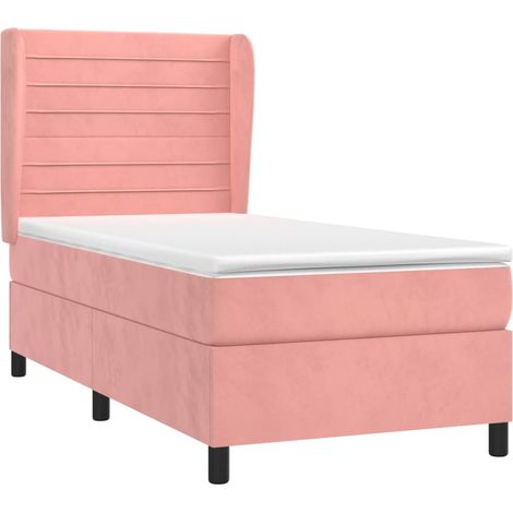 vidaXL Giroletto a Molle con Materasso Rosa 100x200 cm in Velluto (1/4)