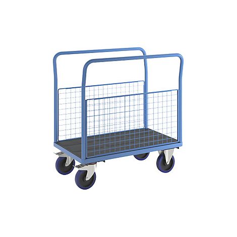 eurokraft pro  Carrello a pianale con sponde grigliate  ruote