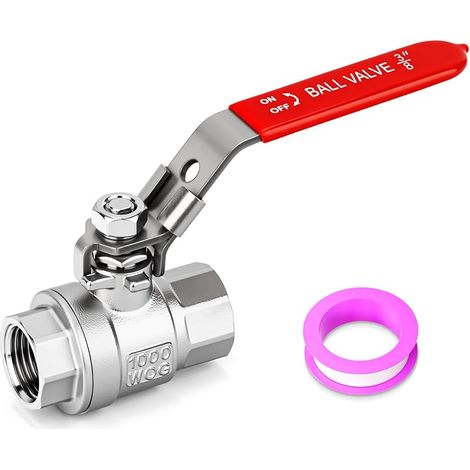 Vanne à bille femelle 3/8" BSP Vanne à bille à passage intégral en acier inoxydable 304 avec poignée de commande et interrupteur d'arrêt, 1000 WOG pour l'eau, l'huile et le gaz