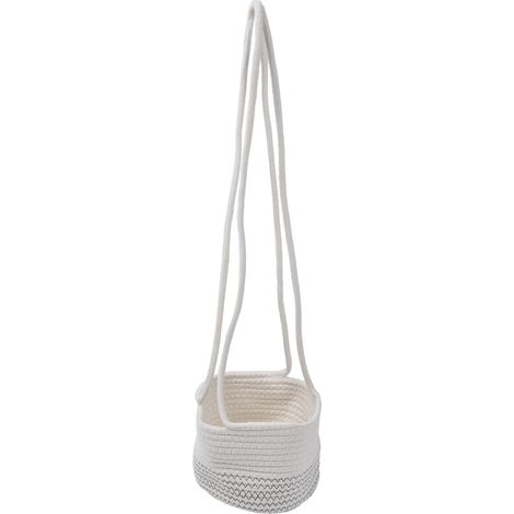 Panier suspendu en coton et jute résistant, support de rangement pour plantes, décoration intérieure, blanc (1/5)