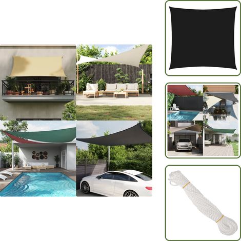 Sonnensegel Oxford-Gewebe Quadratisch 4x4 m Schwarz - Sonnensegel - Sonnenschutz - Gartensonnensegel - UV Schutz - Wasserdichtiges Sonnensegel (1/5)