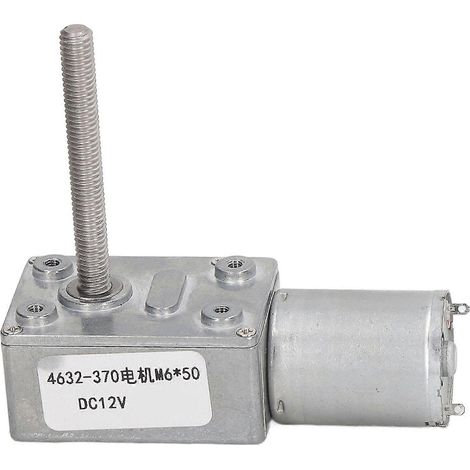 Motoréducteur à vis sans fin DC12V 90 tr/min avec fonction autobloquante, tête M6, arbre rotatif, réduction de vitesse par filetage (1/5)