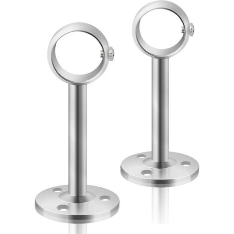 Jeu de 2 supports de tringle à rideau argent robustes pour tringle de plafond, supports de tringle à rideau en acier inoxydable de 25 mm, supports de tringle à rideau pour penderie, penderie (1/5)