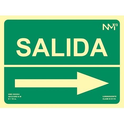 Señal Salida derecha PVC 22.4x30cm  Verde