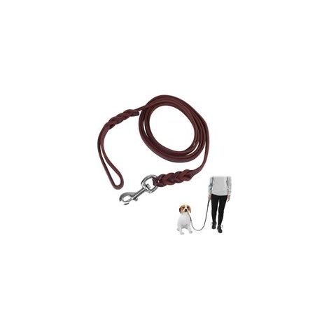 Correa de cuero resistente para perros con 2 asas, asa acolchada para mayor circulación compatible con control adicional - Crezuo