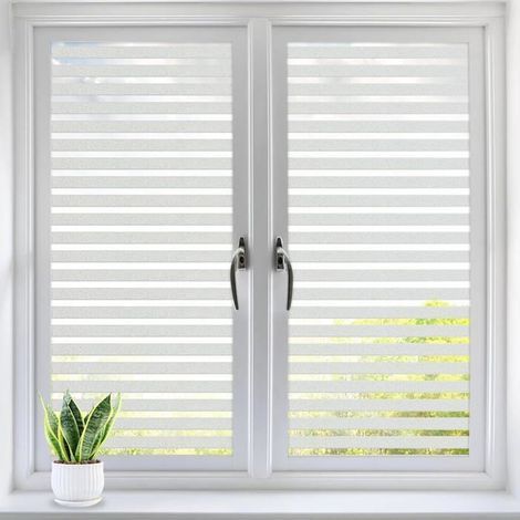 KLVGTIFS PU – Elektrostatische Fensterfolie mit Streifenmuster, 44,5 x 200 cm, Sichtschutzfolie, UV-Schutz für Büro, Wohnung, Badezimmer (1/5)