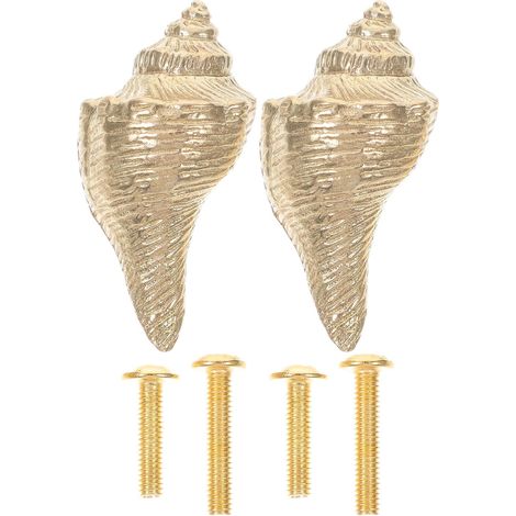 Healeved Lot de 2 poignées commode vintage en laiton forme coquillage - Boutons meuble décoratifs au