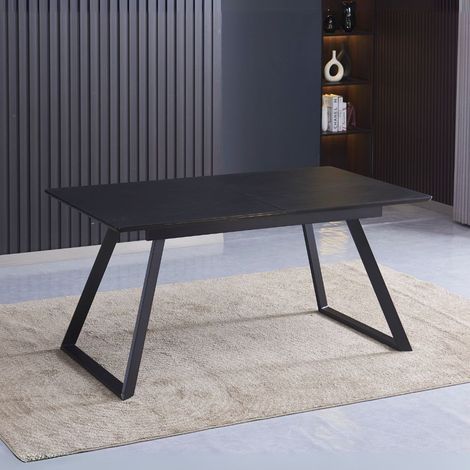 Mesa extensible color negro y patas negras 160x90x76H cm - Doky (1/3)