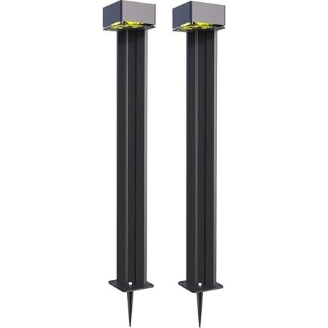 Ensemble de deux Luminaire Solaire 300 Lumens 1,2W Panneau Solaire,Traitement Anticorrosion,Visserie et Kit d'installation Inclus pour Jardin, Cour et Rue, Lot de 2 (1/5)