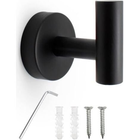 Crochet Porte Manteau, Crochet Porte Serviette Salle de Bain, Noir Mat Crochet Mural Acier Inox pour Accrocher des Objets Lourds dans la Salle de Bain, la Cuisine, la Chambre (1/5)