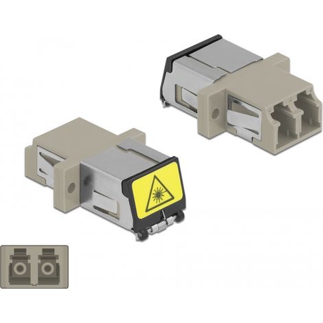 Delock Acoplador de Fibra Ãptica con protecciÃ³n lÃ¡ser flip LC Duplex hembra a LC Duplex hembra Multimodo beis