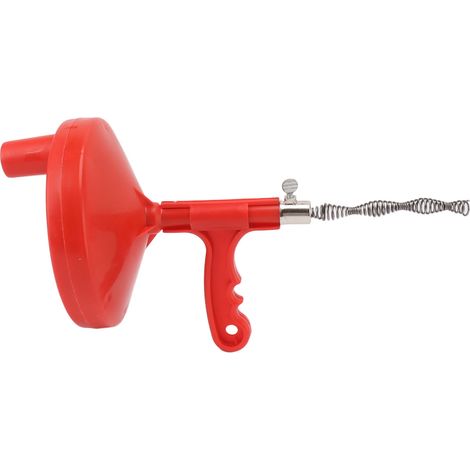 Déboucheur de canalisations flexible et ergonomique avec poignée antidérapante en acier au carbone, rouge, pour évier de cuisine. (1/5)