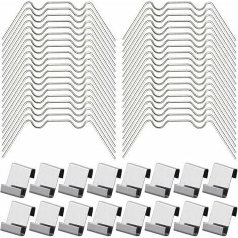 100 clips para acristalamiento de invernadero, incluyendo 50 abrazaderas de acero inoxidable tipo W y 50 clips para vidrio de invernadero tipo Z. (1/4)
