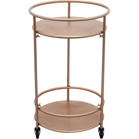 Beistelltisch Teewagen Servierwagen Rosé Gold Eisen 2 Ablagen 66 H x 40 L x 40 B