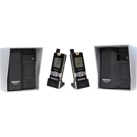 Kit interphone UltraCOM2 NOIR double entrée 600 mètres individuel visières argentées + transformateurs + 2 combinés (1/5)