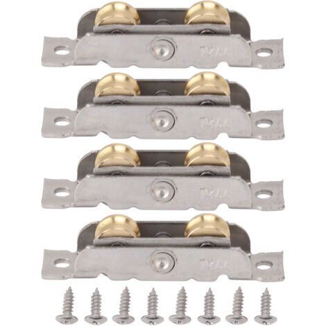 QORVA-Ensemble de rouleaux de porte coulissante de Patio, 4 pièces, en acier inoxydable, cuivre, roulement à billes, roue pour verre Concave