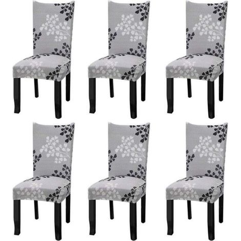 Housses de chaise extensibles universelles lot de 6 housses de chaise pour chaise salle à manger feuilles d'automne (1/5)