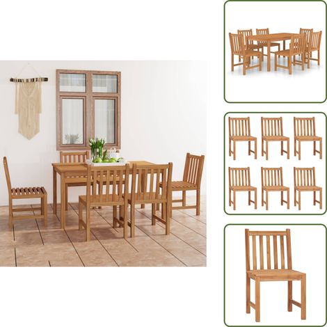 Madera de teca - vidaXL Conjunto de comedor de jardín de 7 piezas, 150 x 90 cm, madera maciza de teca - Muebles de jardín