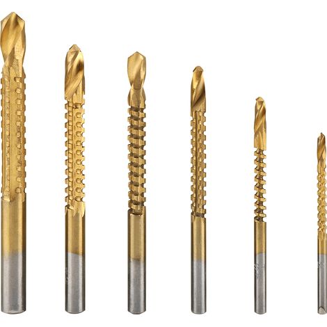 6 Pièces Forets HSS Revêtus Titane pour Bois, Aluminium, Plastique - Outil de Rainurage (1/5)