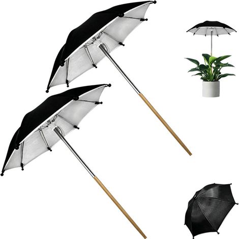 2 pièces - Parasol végétal - Parasol végétal pour l'extérieur - Mini Pot Parasol - 27cm - Tige pointue en bois pour les plantes de (1/5)