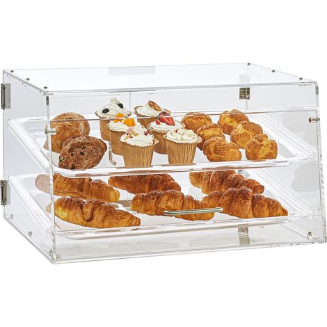 VEVOR Soporte de Exhibición de Pastelería de 2 Niveles Escaparate de Panadería de Acrílico Estante de Presentación de Pastelería Extraíble para Pan, Postre, Barra de Dulces, Cafetería, Restaurante