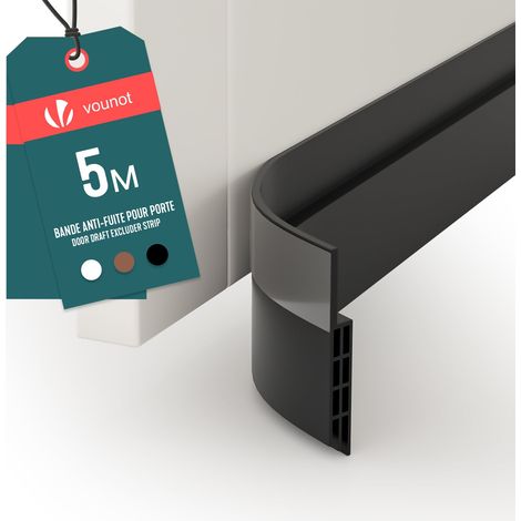 VOUNOT Door Draught Excluder Strip Draft Excluder Under Door 500x5cm, Black