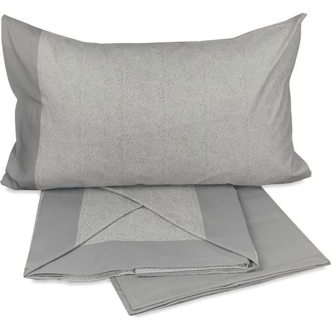COMPLETO Lenzuola BOY GRIGIO Puro Cotone Due Piazze (1/2)
