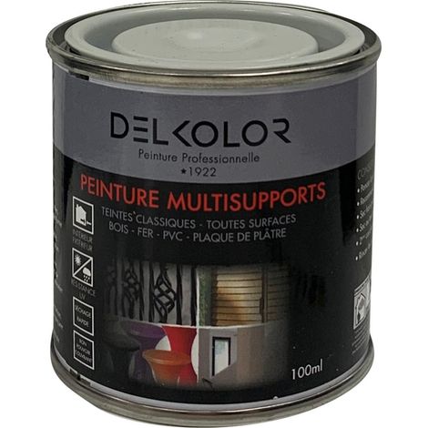 Delkolor – Peinture multisupports RAL 7035 gris clair – 100 ml – Finition brillante – Résistante aux UV et intempéries – Séchage rapide