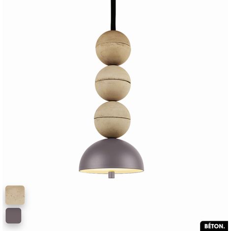 Lampe de suspension en béton - BOSFOR CONCRETE SABLE - SPARROW 3 BALLES LED 14W (1/2)