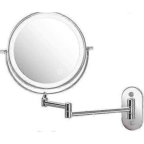 Miroir cosmétique à éclairage LED avec grossissement 1x/5x, miroir de maquillage à luminosité réglable avec interrupteur tactile, rechargeable par USB, miroir de rasage pivotant à 360°, mural (1/3)