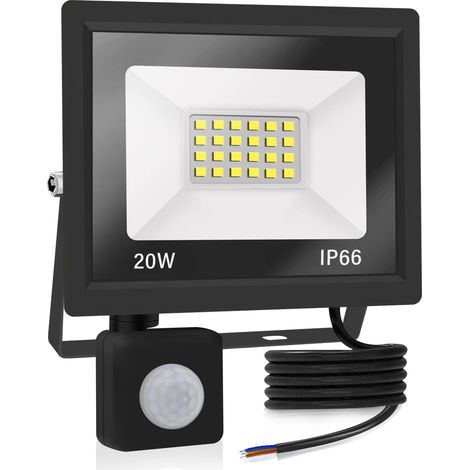 Projecteur LED 20W Avec Détecteur de Mouvement - Blanc Froid (6000K) 2000LM, Extérieur, Imperméable IP66, Pour Sécurité, Garage, Couloir (1/5)