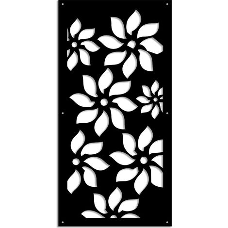 SUNFLOWERS - Panneau ajouré en PVC - Brise-soleil - Dimension : 50x150 cm - Couleur : noir