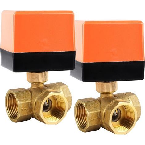 Lot de 2 Vanne à trois voies DN20, Actionneur électrique AC 230V, Laiton pour chauffage (1/5)