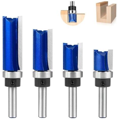 4-teiliges Kopierfräser-Set, 6,35-mm-Bündigfräser mit Kugellager, Holzbearbeitungs-Fräswerkzeuge