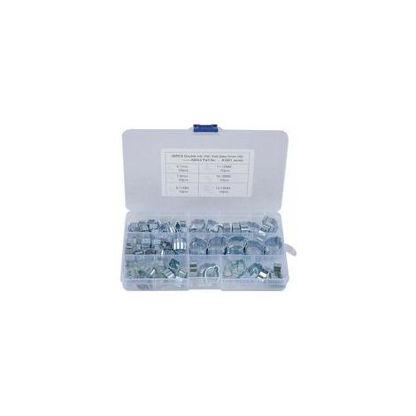 Paquete de 80 abrazaderas de manguera galvanizadas de doble oreja para combustible y aire.
