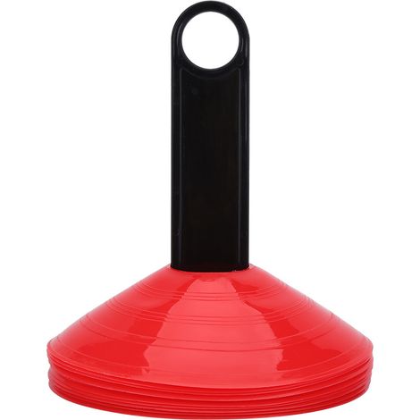 10 Cônes d'entraînement mini pratiques pour football, marqueurs de vitesse sportive (Rouge) (1/5)