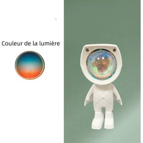 Lampe Projecteur Coucher de Sunset en Forme d'astronaute, Lampe Coucher de Soleil avec USB, Rotation à 360° Sunset Lamp, pour pour Arrière-plan de Photographie, Chambre, Fête (1/4)